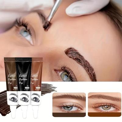 Kit di tintura per ciglia per sopracciglia Impermeabile a lunga durata Non sbiadisce Non sbava per sopracciglio selvaggio tridimensionale naturale (3 colori)