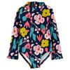 Girls' Long-Sleeve Mermaid One-Piece Swimsuit - Quick-Dry, Sun Protection