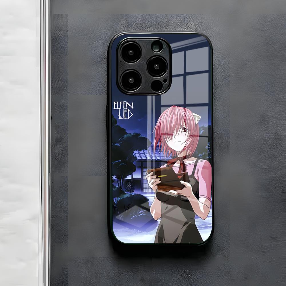 

Elfen Lied Anime Phone Case For IPhone 17 Air 16 E Pro Max 15 14 13 Mini 12 Pro 11 Max Plus Black Glass Cover iPhone 14 Plus