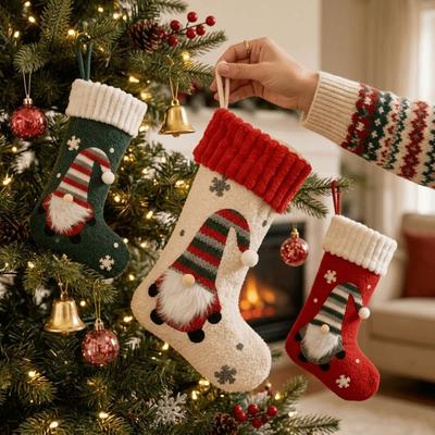 Hanging Loop Plush Christmas Stocking Christmas Stocking Gift Bag Christmas Tree Decoration