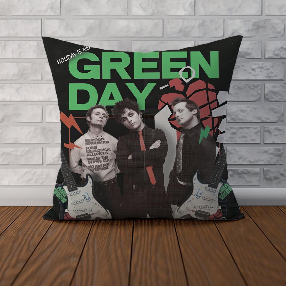 Band Green Day Povlak na polštář do auta na pohovku Dekorační Domácí Oboustranný Tisk Plyšový Čtvercový Polštář Potah