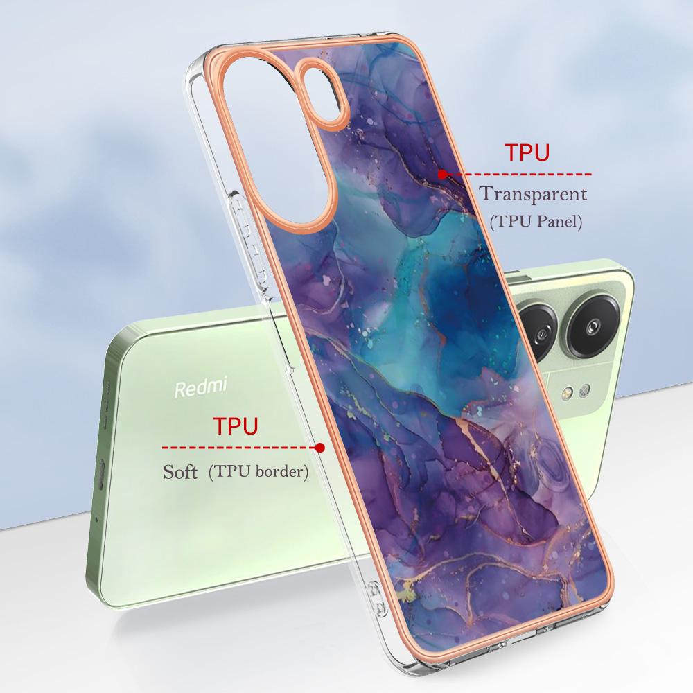 YB IMD Series-16 Style-E For Xiaomi Redmi 13C 4G/13C 5G/13R 5G/Poco M6 5G/Poco C65 4G Soft TPU Case Electroplating Edge