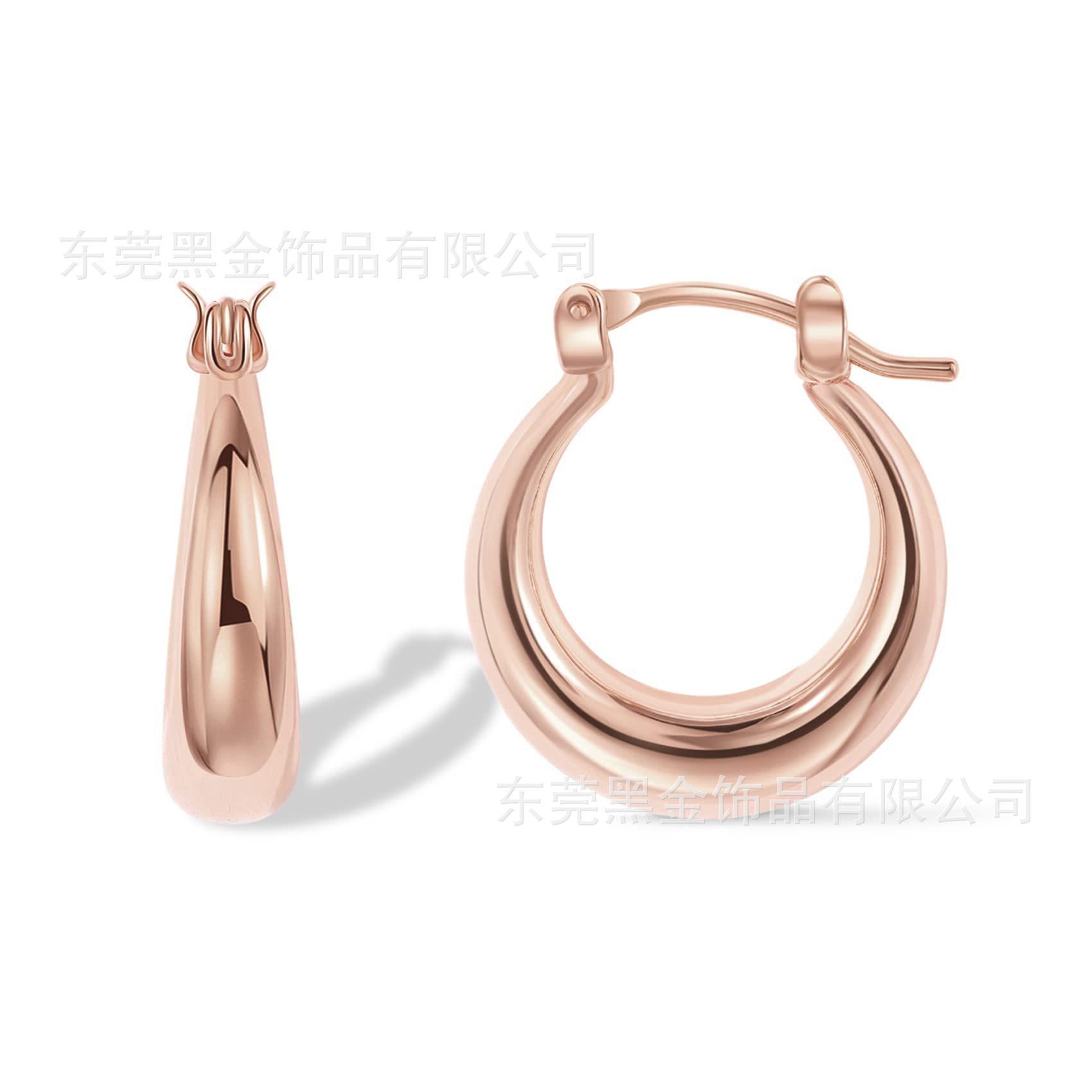 

U-образные серьги 18K для ушей, плохой ветер, модные трендовые серьги, текстура, универсальные украшения для ушей 18K розового золота