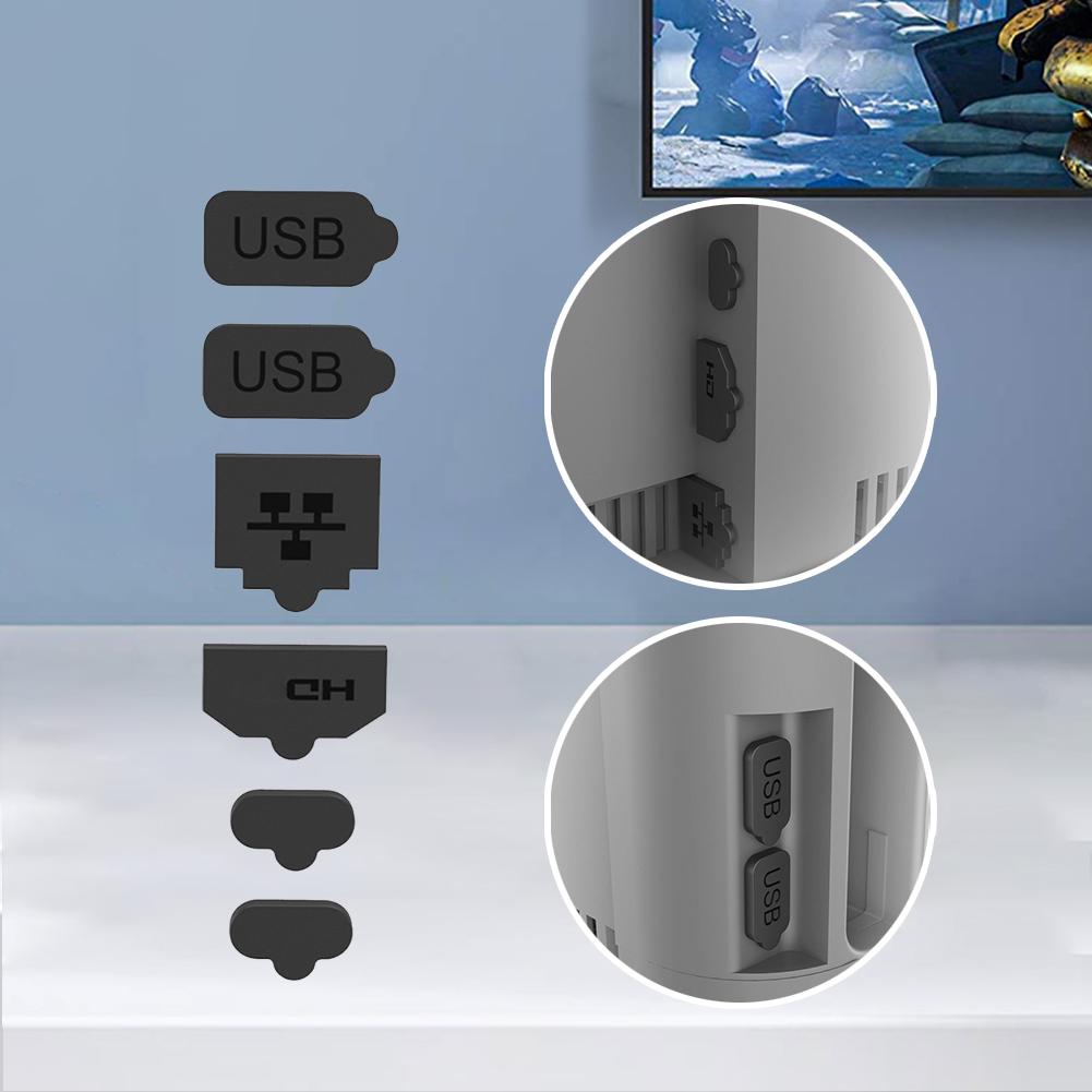 6pcs Soft Anti-dust Plug USB HD Interface Type A/C LAN Port Dustproof Cover Protective Cover for Nintendo Switch2 Console