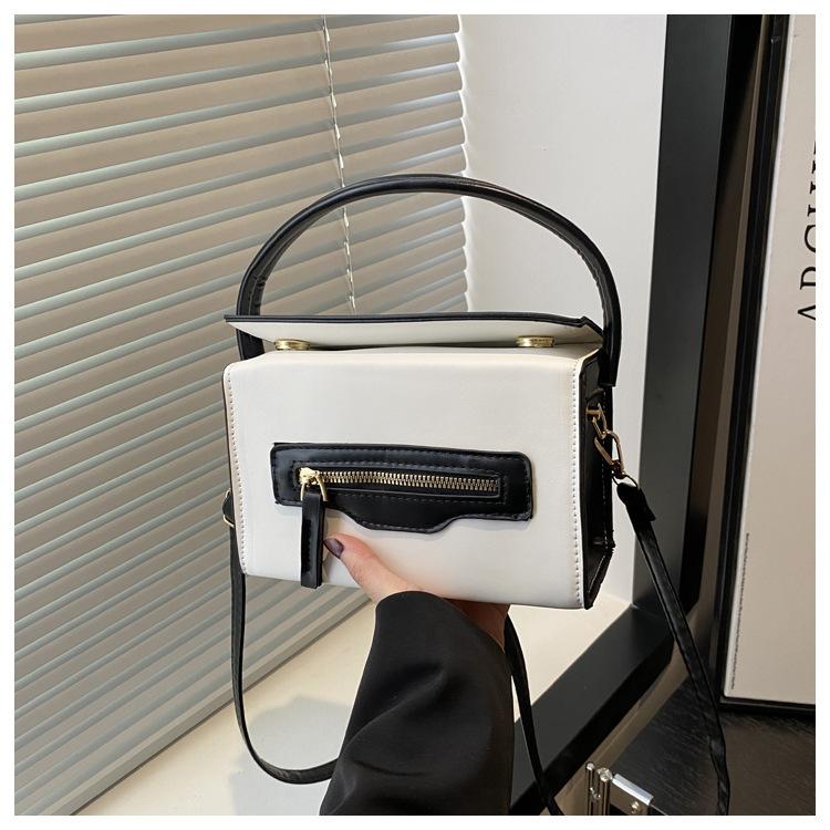 Multicolor Contrast Color Mini Box Tote Handbag For Women Casual Crossbody Bag With Top Handle And Detachable Strap