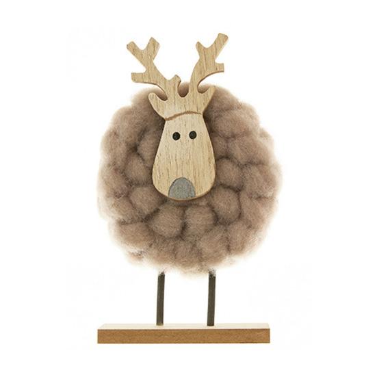 Yousheng Christmas Tabletop Decoration Plush Wool Felt Reindeer Santa Tree Figurine with Wooden Base for Winter Tiered Tray Mantel Decor