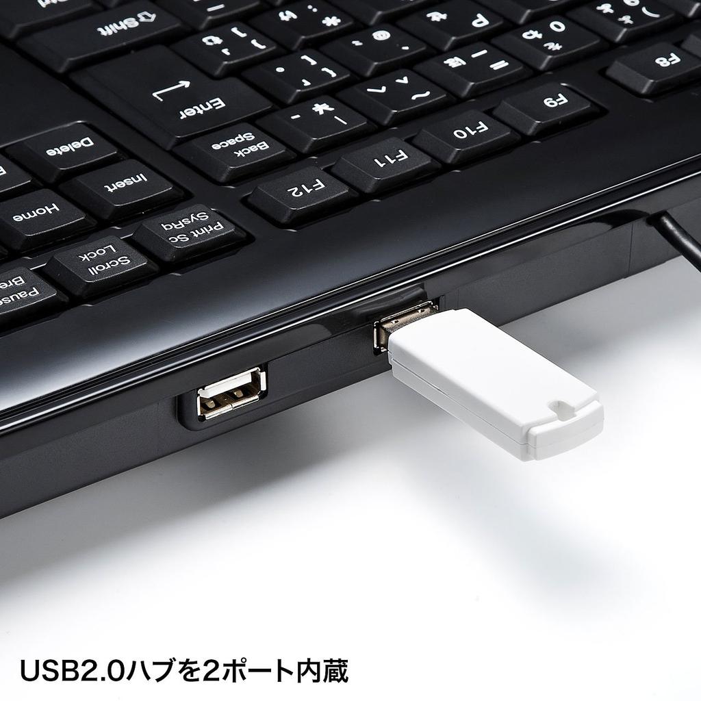 Sanwa Supply Keyboard with USB Thin Numeric USB 2 Black Hub, Membrane, Keypad, Ports, SKB-SL21UHBK