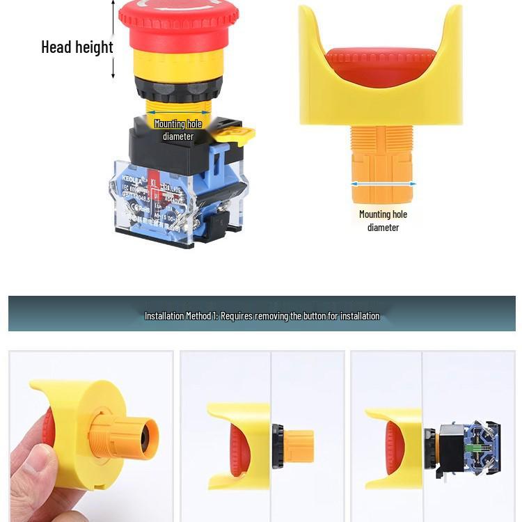 Waterproof Emergency Stop Button Cover, Flip-up Protection Ring, Anti-accidental Touch Shield, Round Base Size.