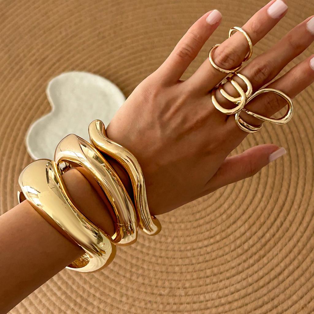 Wind Metal Smooth Open Bracelet Bracelet Fashion Irregular Texture Spring Bracelet