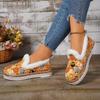 Fashion Halloween Flats Women Shoes Random Print Fur Warm Loafers 2025 New All Saints' Day Party Casual Cozy Cotton Shoes Mujer Zapatos