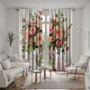 2pcs HD vase Bouquet of roses decorative curtain Pink tie digital printed curtain Home Decoration style Decorative living roo