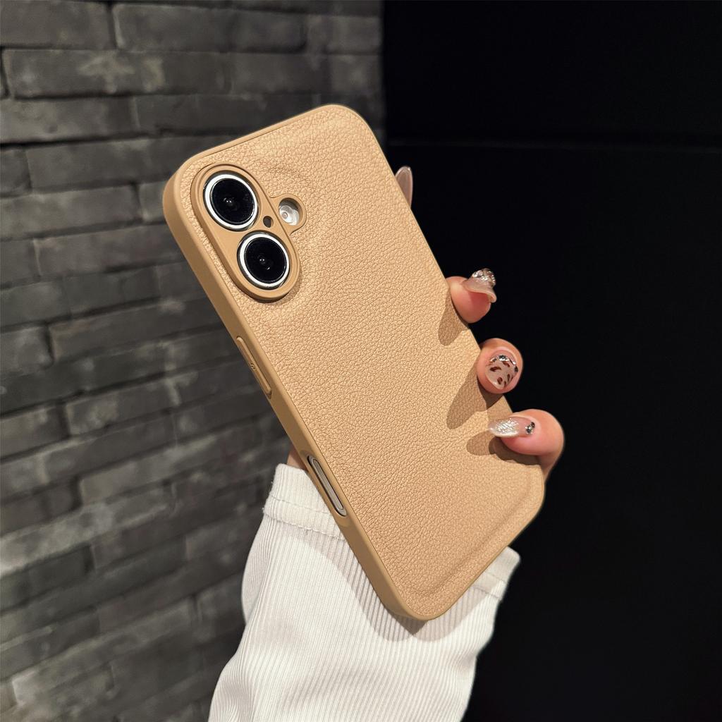 Solid Color Model for Apple Leather Phone Case 17 Leather Case Simple for IPhone 14 Protective Case 13 Anti-fall