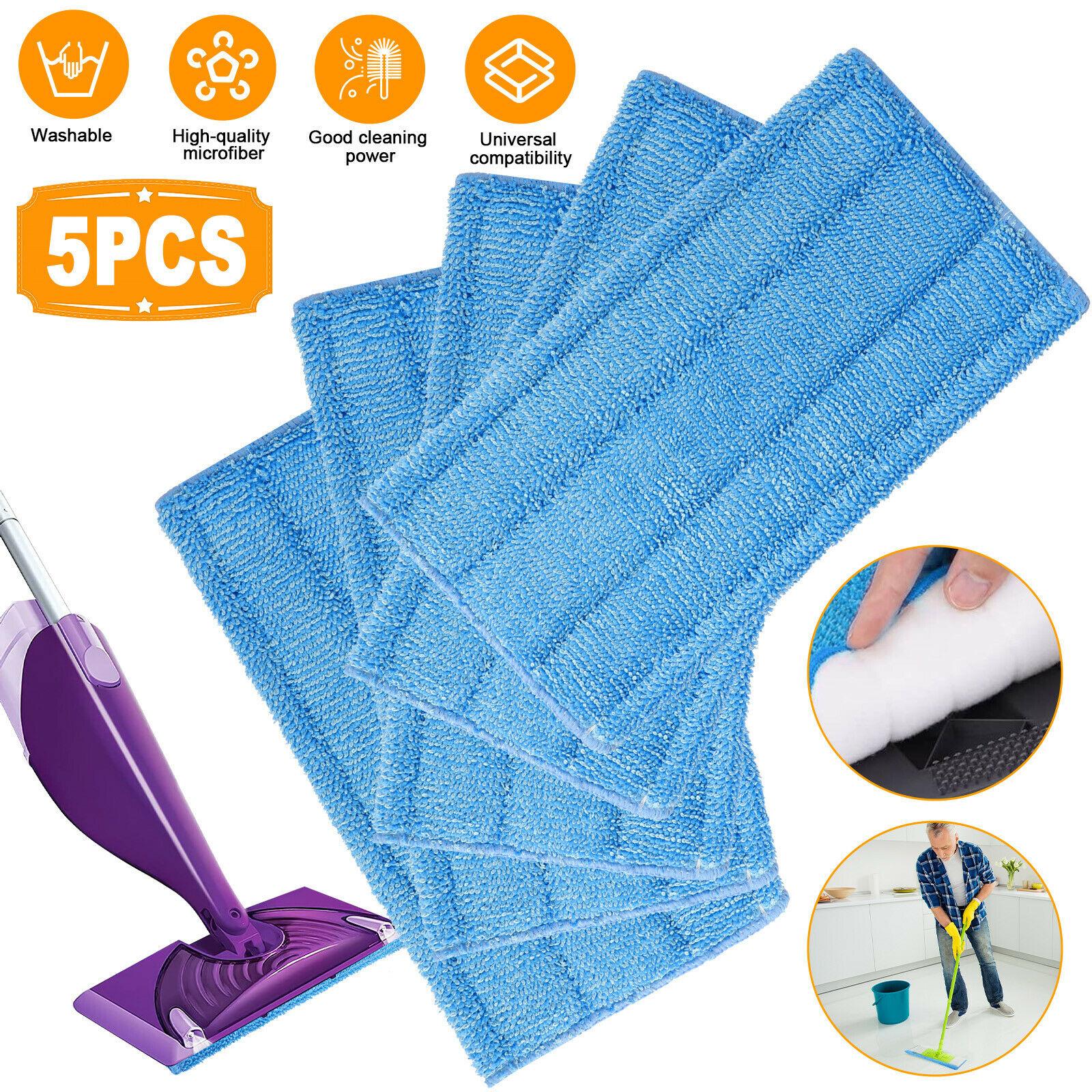 5pcs Microfiber Mop Pads Replacement Reusable Washable Replaceable Compatible For Swiffer Wetjet Mop blue#0