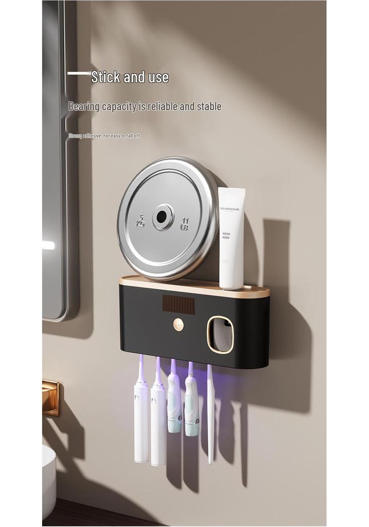 Wall-Mounted UV Sterilizing Toothbrush Holder and Cup in Gunmetal Gray