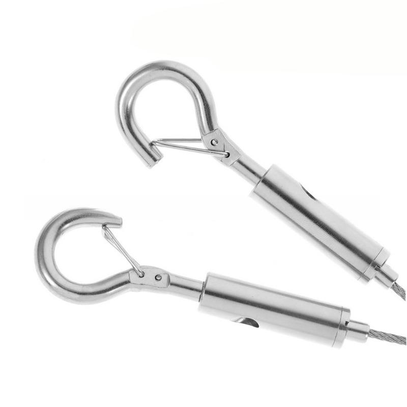 1SET 304 stainless steel suspension single double hook adjustable height insurance lighting anti-drop anti-lock wire