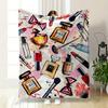 Makeup and Perfume Pattern Design Patterned blanket, flannel, suitable for all seasons, home decor, warm and cozy