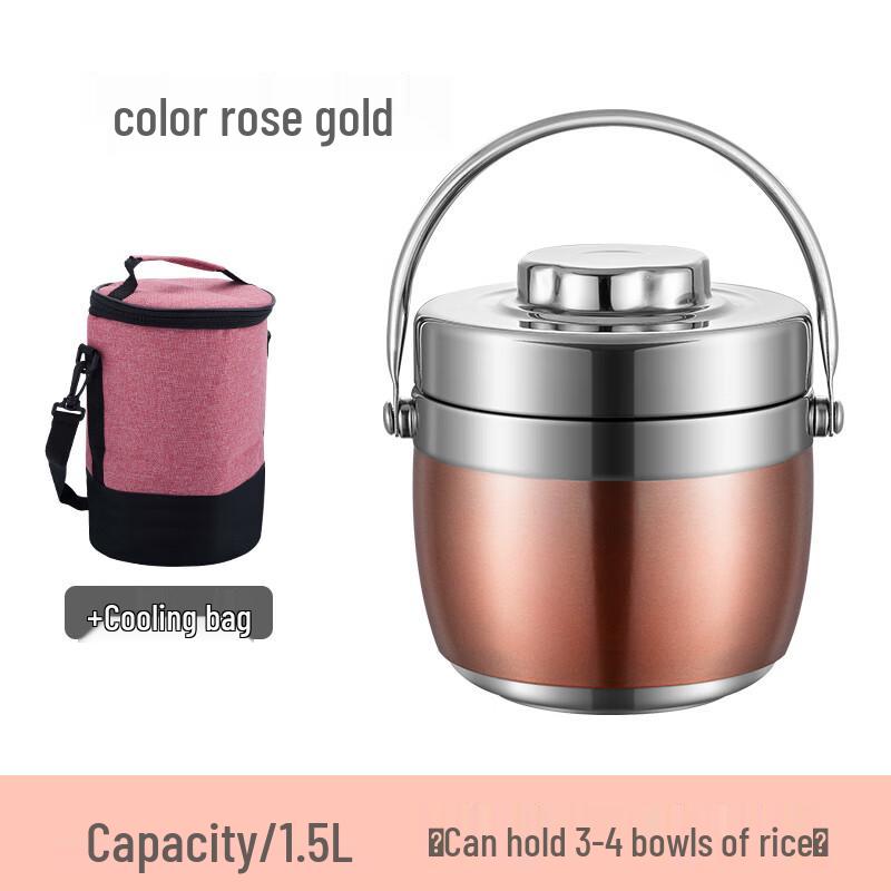 Portable 304 Stainless Steel Double-Layer Insulated Bento Box