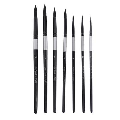 7 Pcs Premium Black Swan Brush Kit for Drawing, Watercolor Techniques, and Fine Art - Professional Artistic Nylon Paint Brushes