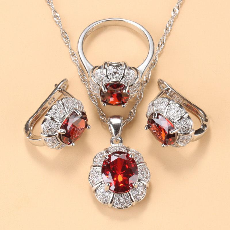 Elegant Women Magic Zirconia Jewelry Luxury Wedding Ring Set Ring Clip Earrings Necklace And Pendant