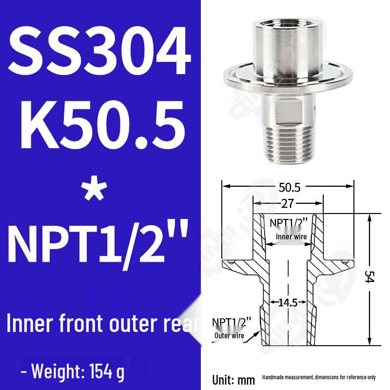 SS304 1.5" TC to 1/2" NPT Male/Female Quick Release Connector Clamp