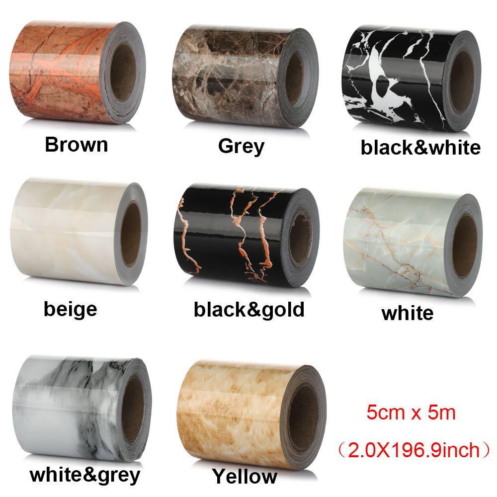 PVC Marbled Wall Border Stickers Self-adhesive Vinyl Decals Waist Line Wallpaper Waterproof Baseboard Living Room Home Decor