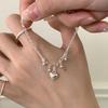 Korean S925 Sterling Silver Heart & Round Bead Bracelet for Women - Elegant, Simple, High-End Design