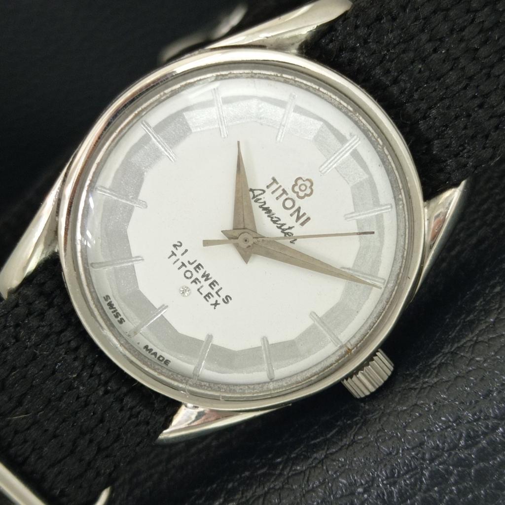 ВИНТАЖНЫЕ МУЖСКИЕ ЧАСЫ TITONI AIRMASTER TITOFLEX SWISS С РУЧНЫМ ЗАВОДОМ БЕЛЫЕ a705102-1