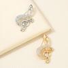 Women Brooch Sparkling Rhinestone Inlaid Musical Note Shape Anti-Exposure Buckle Suits Shirts Sweaters Bags Pin Outfit Accessory