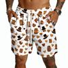 Men's Casual Drawstring Shorts Lightweight Quick Dry Five Inch Inseam Printed Lounge Shorts with Elastic Waistband for Everyday Wear