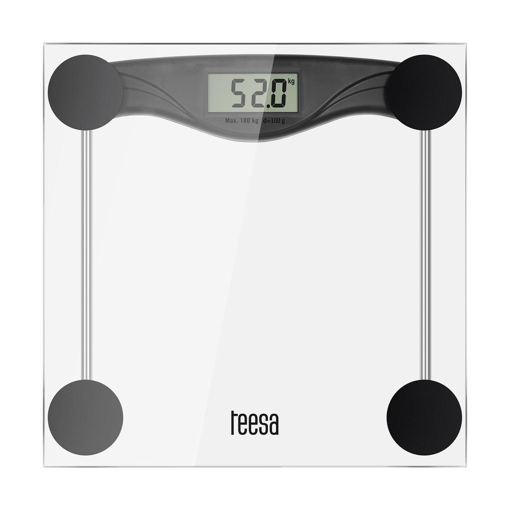 Teesa LCD glass bathroom scale, accuracy up to 0.1 kg, max 180 kg
