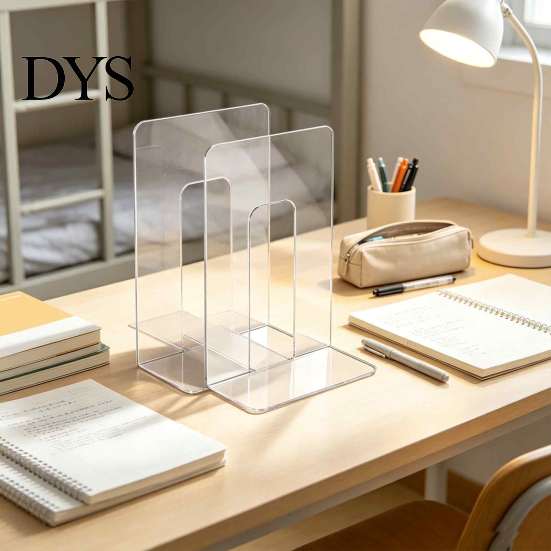 Office Desk Accessories for Book Clear Acrylic File Holder, L-Shaped Organizer, Sturdy Desktop Plastic Dividers Folder Rack, Documents Magazines