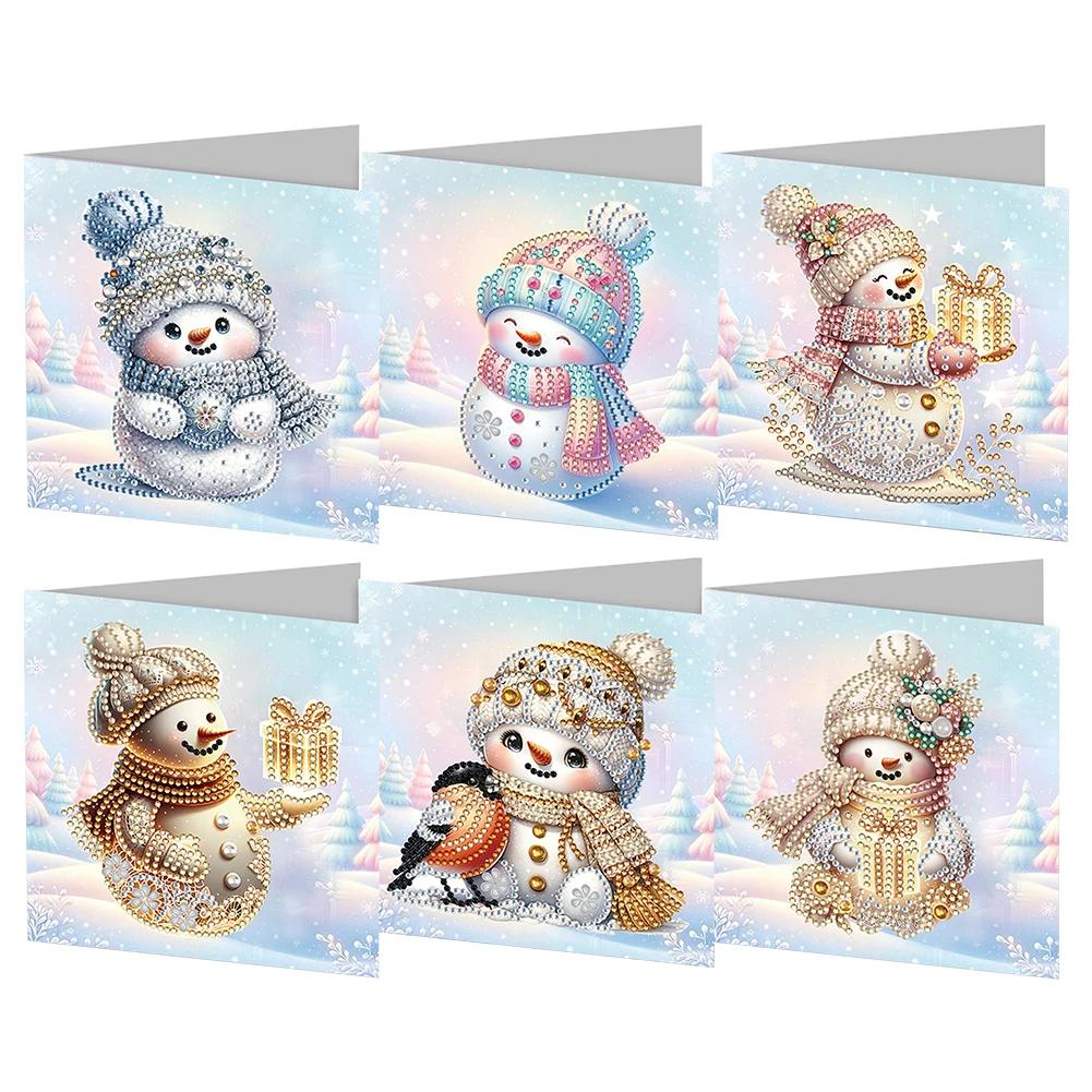 6Pcs/Set Diamond Painting Greeting Cards Christmas Cards 5D Diamond Embroidery Diamond Mosaic Set DIY Holiday Christmas Gifts