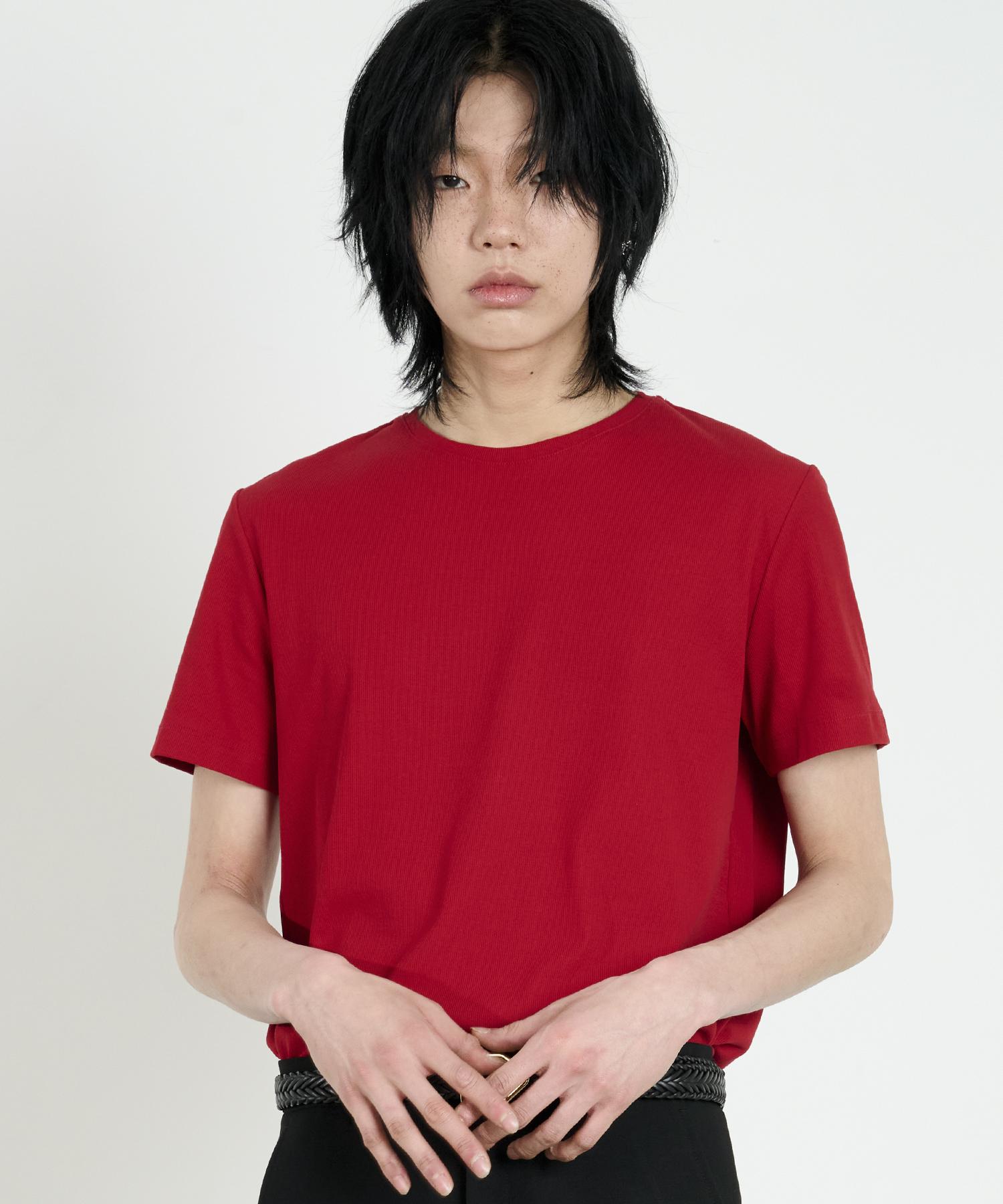The Dusty White Red Ribbed Shirt M