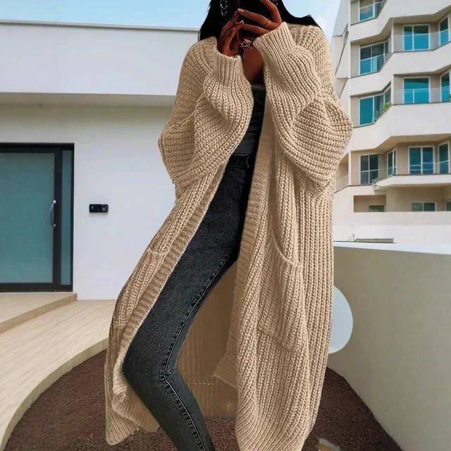 Women's Mid-Length Casual Knit Cardigan Sweater Coat for Spring/Autumn - Loose Long Sleeve Versatile Style