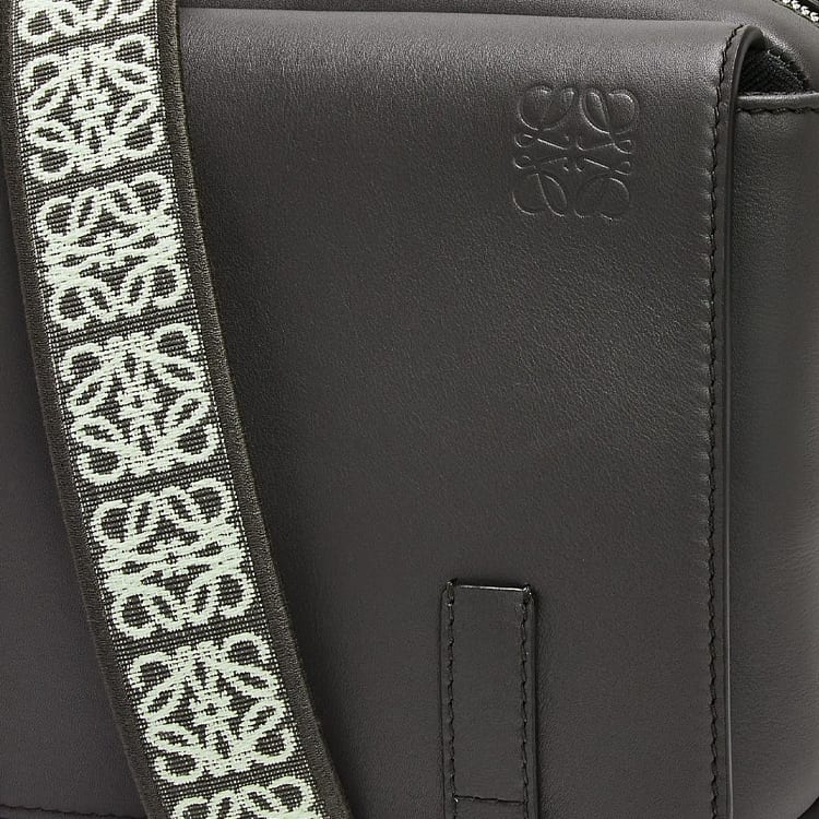 LOEWE Military Messenger Bag In Supple Smooth Calfskin And Jacquard Xs Dark Grey B553A72X27-1220