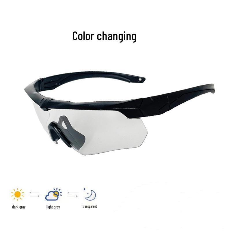 In-Stock Black CS Tactical Polarized Anti-UV Shooting Goggles - Windproof, Sandproof Outdoor Sunglasses.