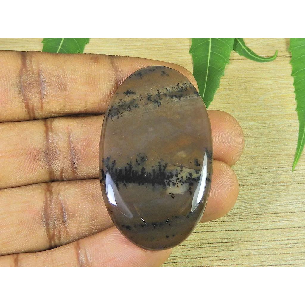 31X51X05MM Natural Honey Dendrite Oval Shape Cabochon Loose Gemstone 76Cts. SK-3444