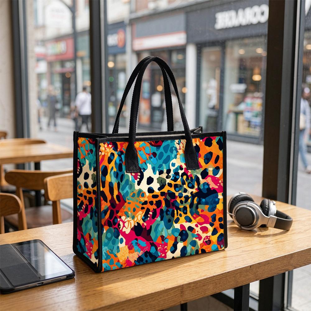 Colorful Leopard Print Tote Bag Casual Daily Large Capacity Shopping Shoulder Handbag