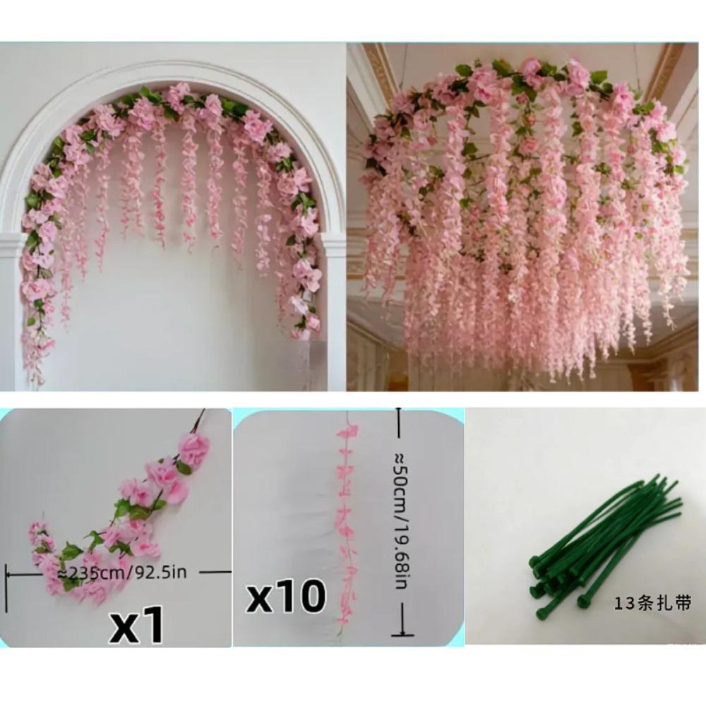 Pink Flowers Artificial Wisteria Flower Vine Hanging Hanging Flower Vine Party Backdrop Style 1