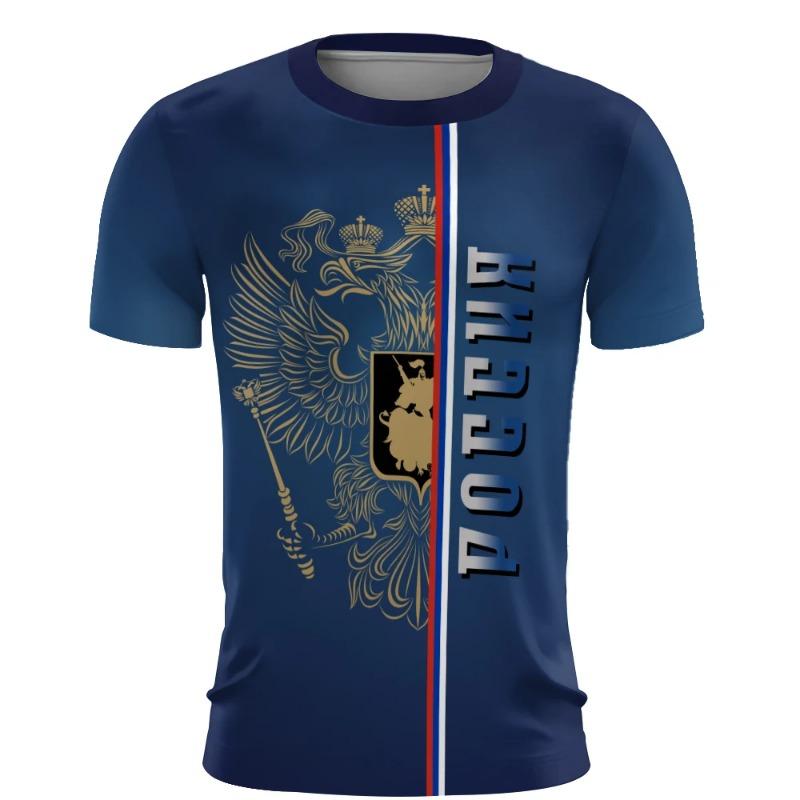 Russia Men's T-Shirts 3d Russian Flag Short Sleeve T-Shirt For Men Oversized Tees Mens Clothing Summer Casual Breath Sportswear