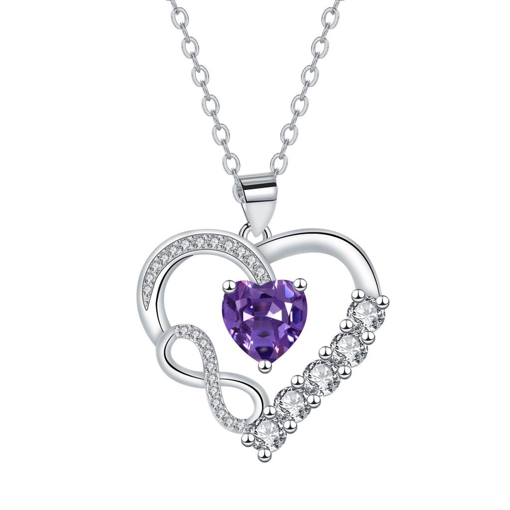Infinity Heart Diamond Necklace for Women - European and American Style
