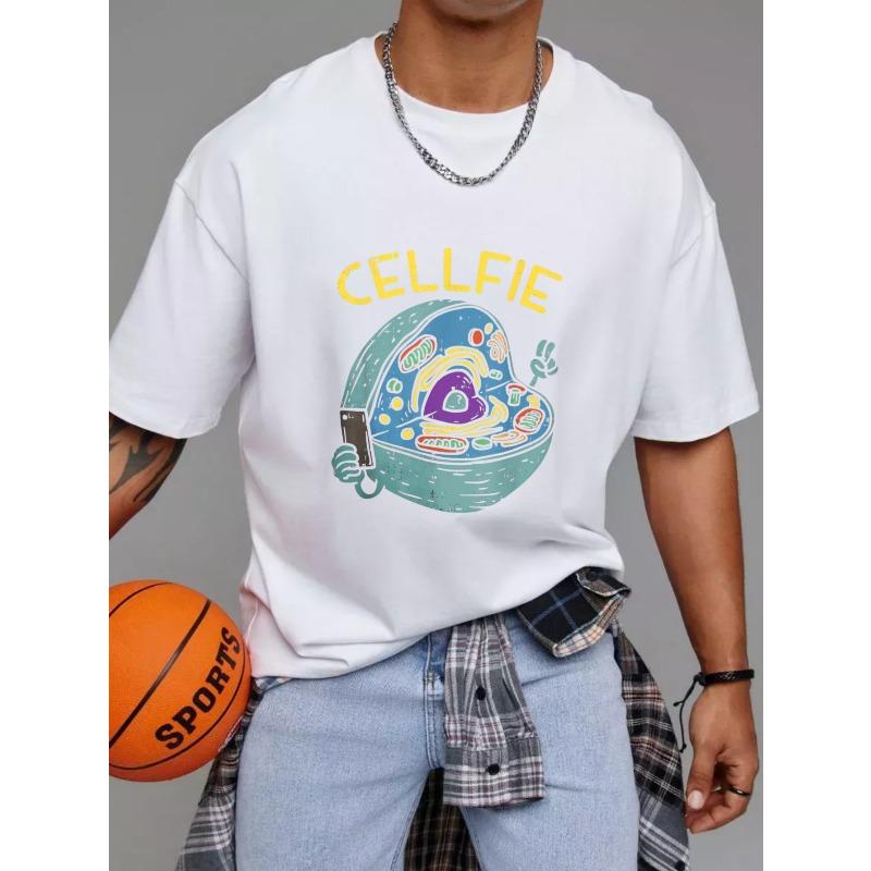 Unisex T-Shirt White Cellfie Cellphone Cell Structure Graphic Print Casual Wear for Men and Women