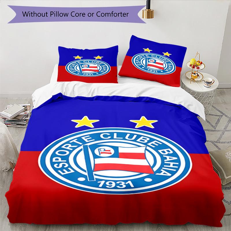 Bahia Fc Crest Emblem Printed Pattern Duvet Cover Set – Includes 1 Duvet Cover and 2 Matching Pillowcases Bedroom Decor Christmas Gifts