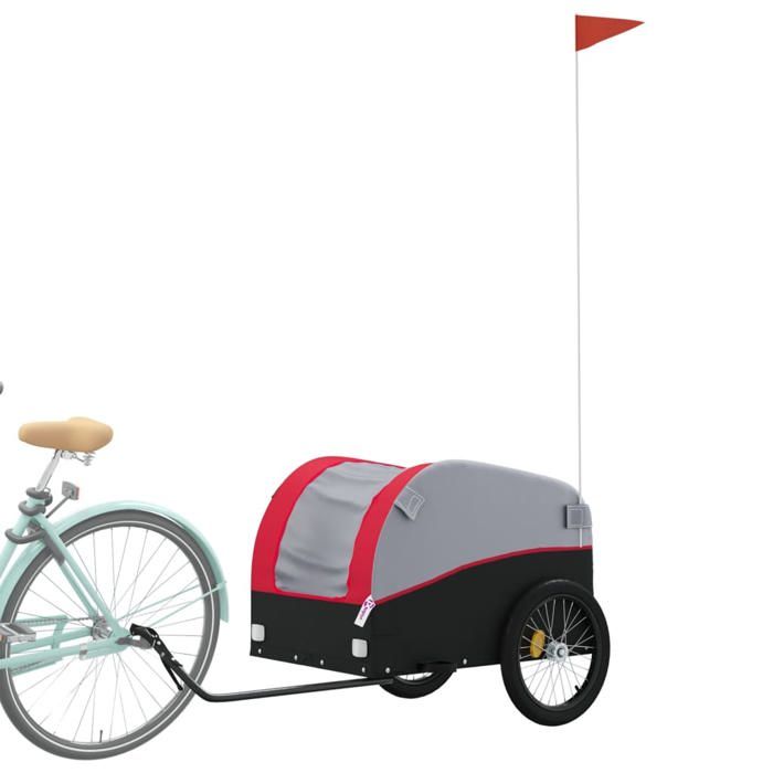 VidaXL Bicycle Trailer Black and Red 45 Kg Iron 94125