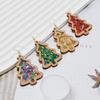 Christmas Tree Glitter Sequin Earrings with Wooden and Acrylic Inlays
