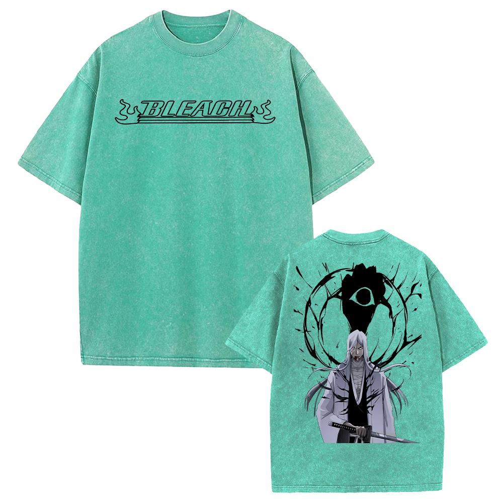 Jūshirō Ukitake Print T-shirt Anime BLEACH Clothing Men Women Short Sleeve Tshirts Retro Washed T Shirt Harajuku Male Cotton Top