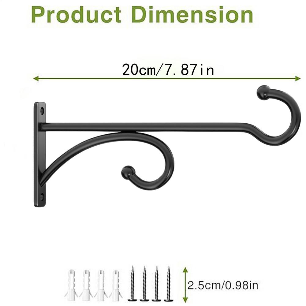 Wall-Mounted Hook Flower Pot Holder 2pcs Outdoor Hanging Plant Stand Planter Hanger Iron Flowerpot Garden Decoration