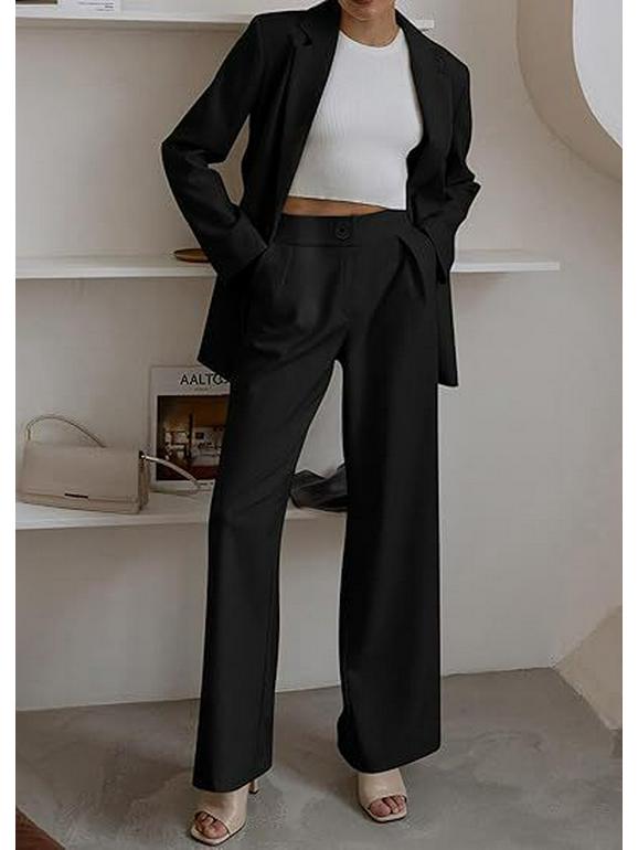 Elegant Women's Autumn/Winter Solid Color Suit – Jacket and Pants Set
