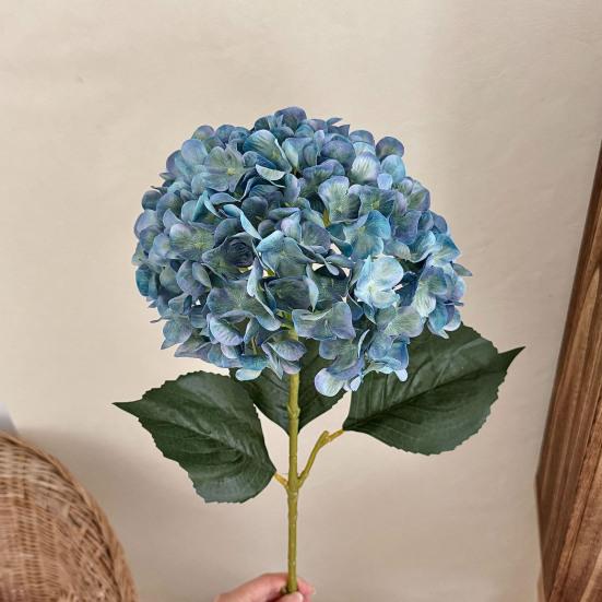 Kunstig Hortensia Blomst Realistisk Full Blomst Falsk Hortensia med Stengler Faux Silke Blomsterarrangement for Hjem Bryllup Fest Babyshower Bord