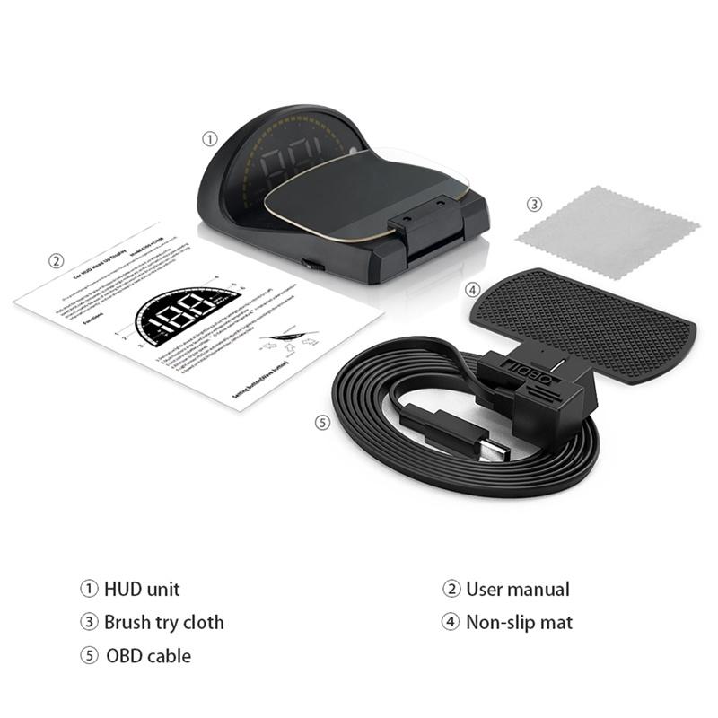 Auto HUD OBD II HD Head-Up Geschwindigkeitsanzeige Spannung Wassertemperatur Übergeschwindigkeit Drehzahl Alarm Für